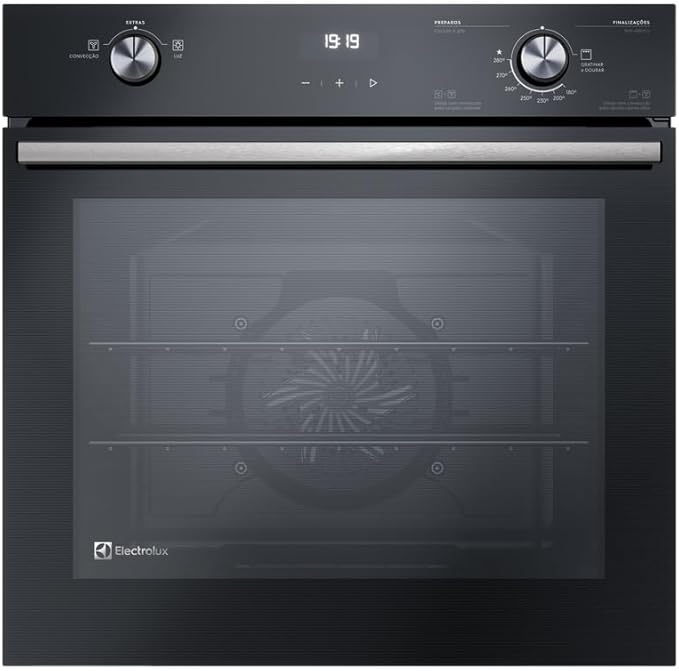 Forno de Embutir Electrolux a Gás 80L Efficient com PerfectCook360 Preto OE8GH 220v
