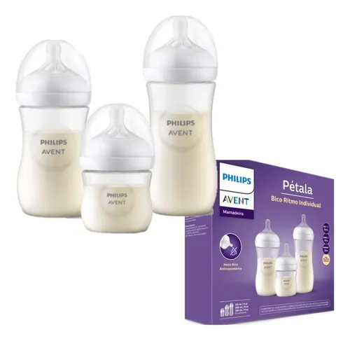 Philips Avent Pétala SCD838/27 kit triplo mamadeiras cor transparente