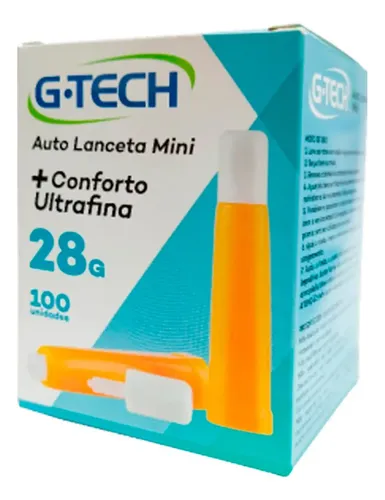 Auto Lanceta Mini 28g +Conforto Ultrafina G-TECH - 100un