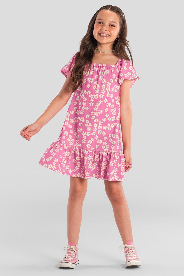 Vestido infantil menina de flores Brandili