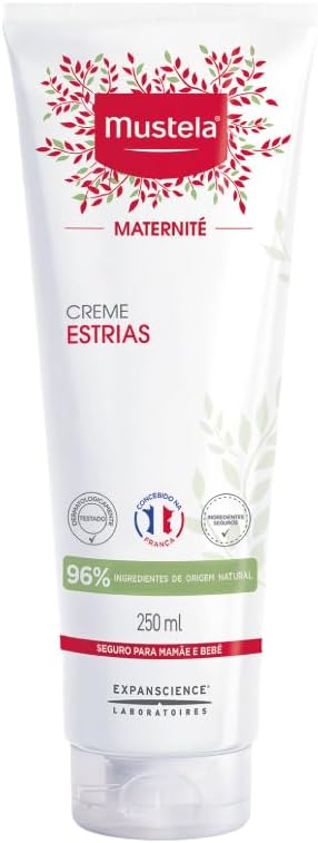 Mustela Creme Estrias 250ml - Hidrata e Acalma a Sensação de Coceira - Com 96% de Ingredientes de Origem Natural - Mustela Maternité