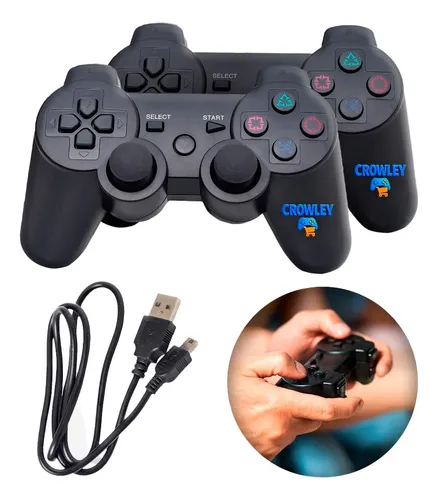 Kit 2 Controle Sem Fio Para Ps3 Joystick Manete Com Cabo Carregador - Crowley