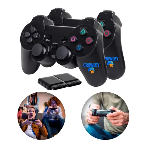 Kit 2 Controle Sem Fio Para Ps2 Joystick Manete Plug And Play - Crowley
