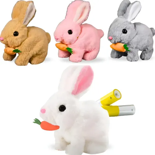 Coelho De Pelúcia Páscoa Pula Emite Som Brinquedo Infantil