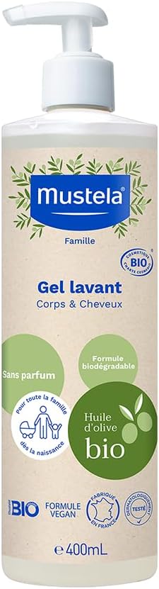 Mustela Gel Lavante Corpo E Cabelo Bio 400Ml - Sabonete Líquido Vegano Sem Fragrância Fórmula Biodegradável Com 97% De Ingredientes De Origem Natural
