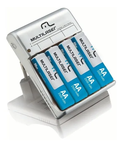Carregador De Pilhas Multilaser C/ 4 Pilhas Aa Rm02 - Cb054