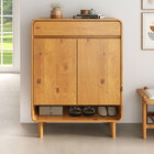 Sapateira Armário Vertical 44 Madeira 2 Portas 1 Gaveta 18 Pares Freijó Juan