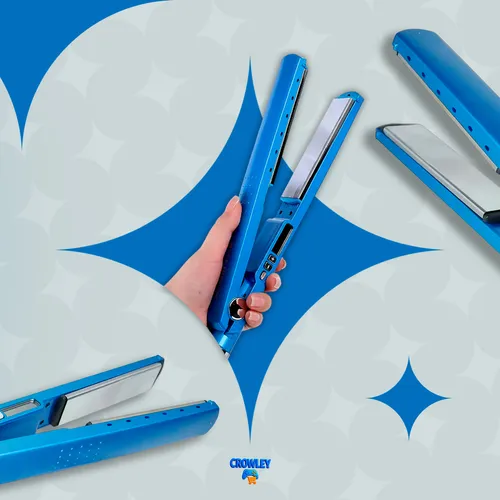 Chapinha Prancha Profissional Titanium Para Cabelo Modela E Alisa - Crowley Azul 127/220v