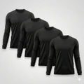 Kit 4 Camiseta Masculina Segunda Pele Proteção Solar UV Térmica Praia Manga Longa Blusa Camisa - Preto