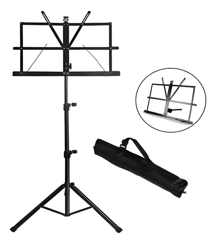 Estante Partitura Suporte Pasta Musica Dobrável Com Bolsa