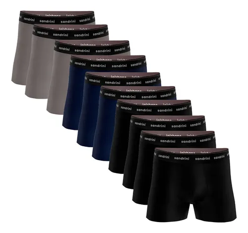 Kit 10 Cuecas Boxer Sandrini Masculinas Algodão Conforto