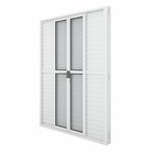 Porta Balcão De Aluminio Branco 6 Folhas Linha 25 Com Fechadura 2,10x2,00