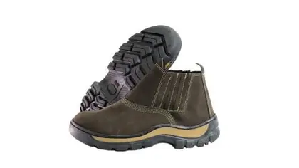 Calçado de Segurança Botina Bota Couro Nobuk Legítimo Marrom Café CA Epis Trabalho Domi