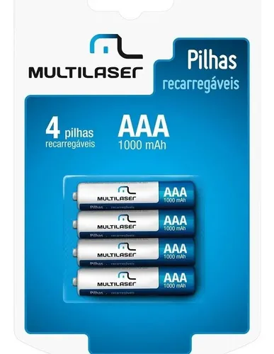 Pilhas Recarregáveis Multilaser Aaa 1000mah 4 Uni. Cb050