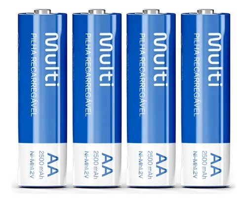 Pilhas Recarregáveis Multilaser Aa 2500mah 4 Unidades Cb052