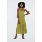 Vestido Midi Feminino Verde Claro com Babados