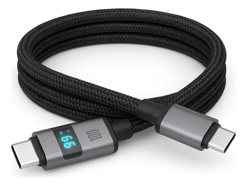 Cabo Carregador Rápido 100w Turbo Mostrador Led Usb Tipo C Preto Visor Led Compativel iPhone 15 16 17 Samsung Xiaomi Poco Motorola Nylon Trançado Reforçado Trasmição De Dados Ultra Rápido Ice Coorel