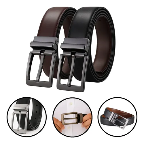 Cinto Masculino Couro Dupla Face 2 Em 1 Preto Marrom Social