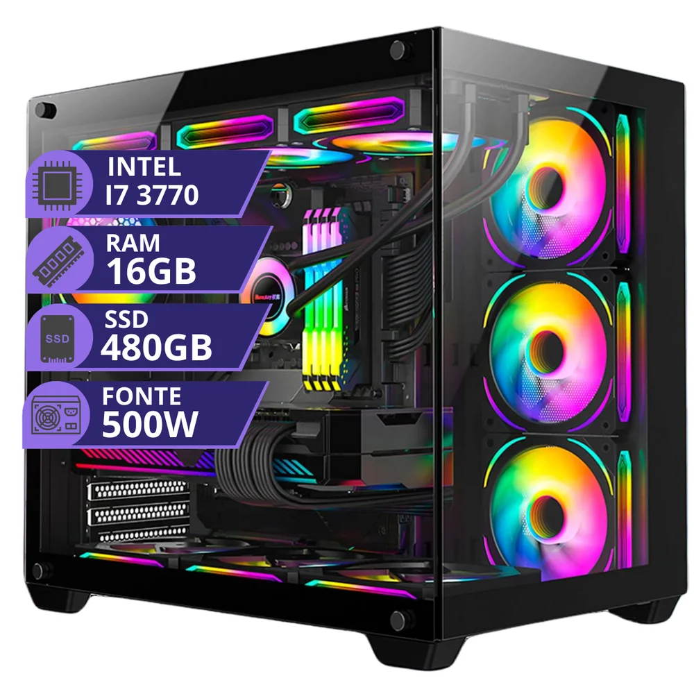 PC Gamer Cpu Intel i7 3.4ghz SSD 480GB Memoria Ram 16gb 500w