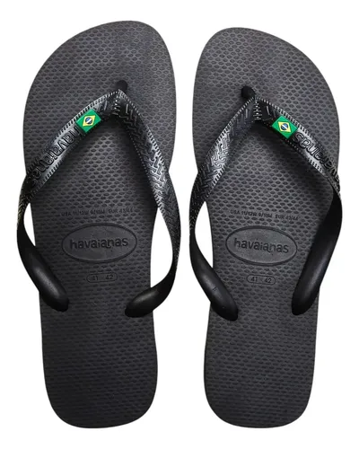 Chinelo Sem Gênero Havaianas Brasil Logo 0090 Preto Liso 41/42