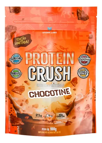 Whey Protein Crush 100% Concentrado Under Labz Coenzima Q10 Sabor Chocotine 900g Café