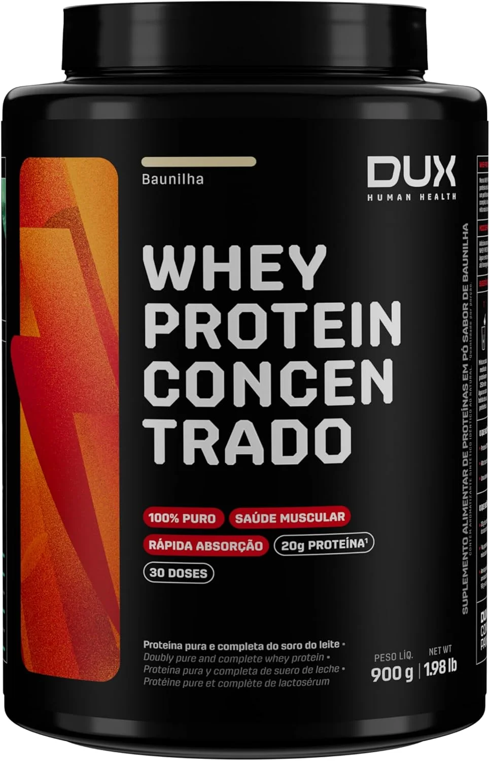 Whey Protein Concentrado Pote (900g) - Sabor Baunilha