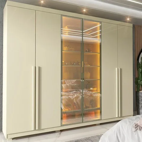 Guarda-roupa Casal 6 Portas, com 6 Portas Reflecta com Pés com Led Imperatriz 100% MDF Yescasa