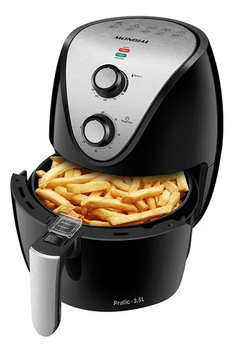 Fritadeira Elétrica Sem Óleo Air Fryer Mondial Af-30 Family Inox Iv 3,5l Preta - Preto 220v