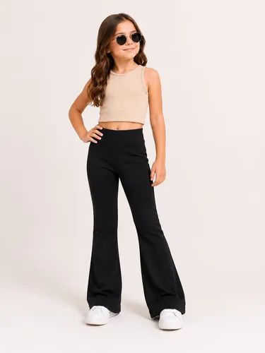 Calça Infantil Flare Confortavél E Estilosa Preto Liso 10