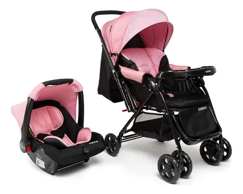 Travel System Cosco Kids, Reverse, 0 A 15kg, Rosa Rajado Preto