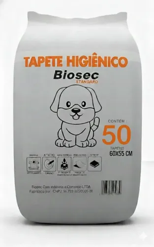 Tapete Higiênico 50 Unidades (60x55) Descartável Manta Fralda Absorvente Gel Para Cachorro Pet Cão Branco
