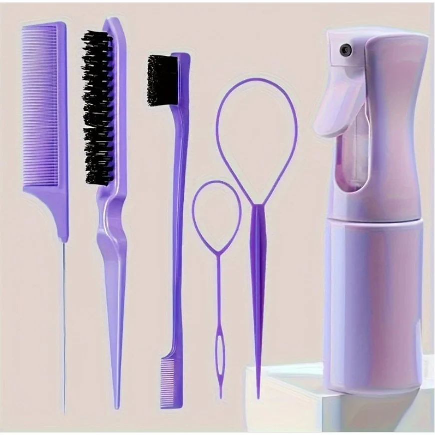 6 Unidades/Conjunto Kit De Ferramentas Para Estilo De Cabelo Pincéis Premium Frasco De Spray Trança Pente De Cauda De Ra