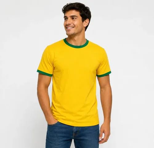 Camiseta Lisa Brasil Camisa  Dtf E Sublimação Amarela Copa Amarelo/verde M Amiseta Lisa Brasil Camisa Para Dtf E Sublimação Camiseta Amarela Copa Seleção Brasileira Sem Estampa