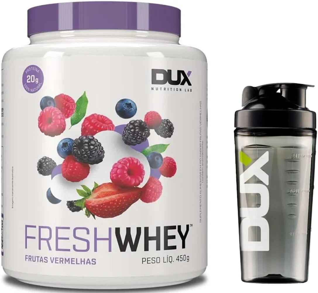 Combo Fresh Whey Dux 450g - Sabor Frutas Vermelhas + Coqueteleira oficial