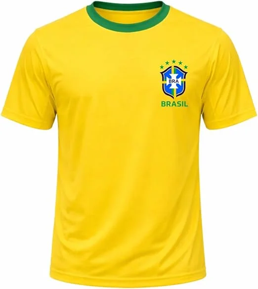 Camiseta Masculina Seleção Brasileira Gola Redonda Escudo Brasil Casual
