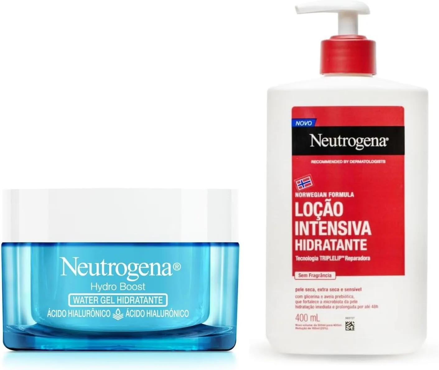 Kit Neutrogena Hidratante Facial Hydro Boost Water Gel 50g + Neutrogena Norwegian Hidratante Corporal Intensivo Sem Fragrância, 400ml