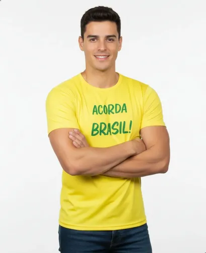 Camiseta Do Brasil Masculina Dry Fit Brasil Variação 10 - Acorda Brasil Gg