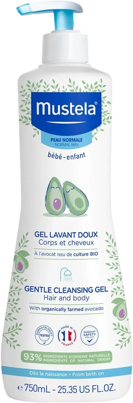 Mustela Gel Lavante Suave 500ml - Sabonete Líquido Corpo e Cabelo Infantil - 93% de Ingredientes de Origem Natural - Seguro Desde o Nascimento