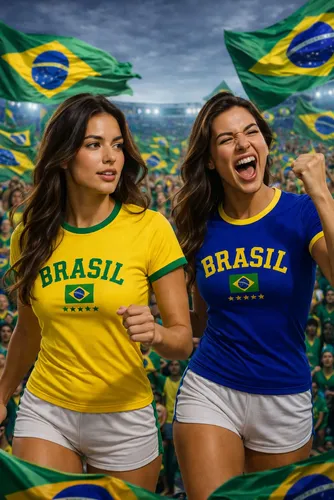 Kit 2 Camisas Baby Look Dry Fit Do Brasil Copa Do Mundo 2026 Amarela/azul M