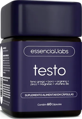 Testo Essencial - Fórmula Exclusiva Com Feno Grego + Boro + Arginina + Zma + Vitamina B6 - Precursor Da Testosterona - 60 Cápsulas Sem Sabor