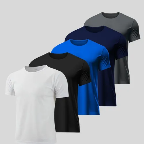 Kit 5 Camisetas Básicas Masculina Dry Fit Lisa Tradicional Cor-1 M