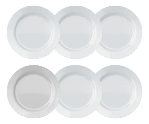 Jogo De Pratos Rasos Duralex Vidro Nadir Opalino Kit 6 Unid Branco -1 0