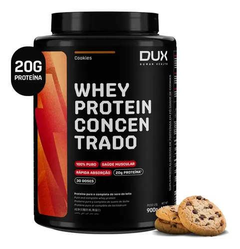 Dux Human Health Whey Protein Concentrado Suplemento 900g Biscoitos