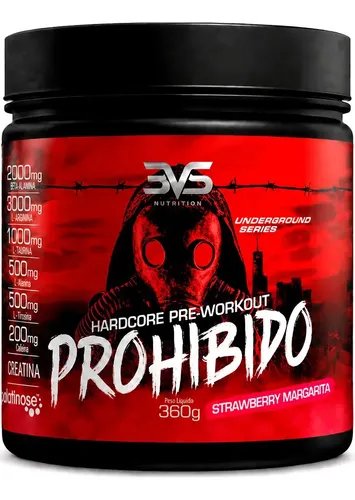 Prohibido Pré Treino 360g - Sabor: Strawberry Margarita (morango) - A Combinação Perfeita De 8 Ingredientes Que Proporcionam Energia Do Início Ao Fim Do Seu Treino