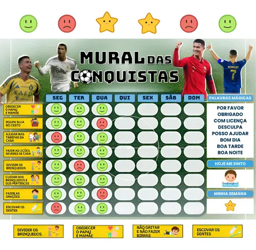 Mural Das Conquistas Rotina Diária Tema Cristiano Ronaldo Cr7