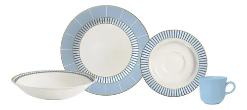 Aparelho De Jantar Ester Azul Cerâmica 16 Peças Azul-claro