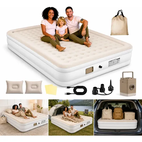 Colchão Inflável Duplo 300kg C/elétrico Bomba+almof Cor Marrom Claro/cama Duplo