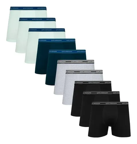 Kit Com 10 Cuecas Boxer Algodão Adulto Lupo