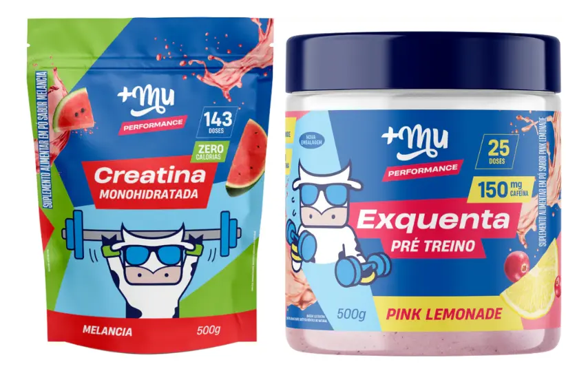 Kit Suplemento Mu Creatina Melancia Exquenta Pink Lemonade Pó Energia/nutricional 2 Piezas 1.2kg Unidad Mu Performance +mu