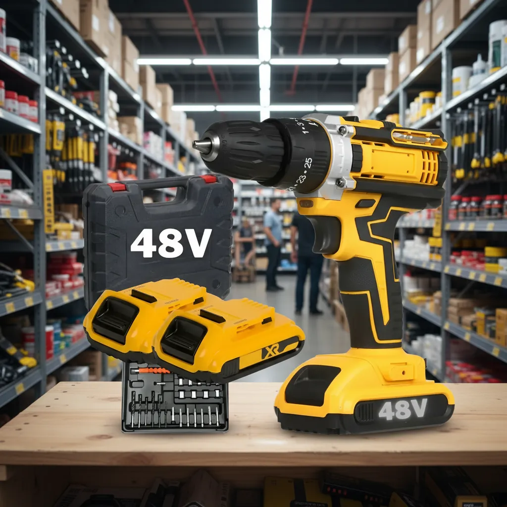 Parafusadeira Furadeira 48v Profissional 2 Baterias Sem Fio Amarelo 60 Hz